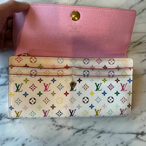 Louis Vuitton White Monogram Multicolored Sarah Wallet, Limited Edition! - Picture 4 of 11